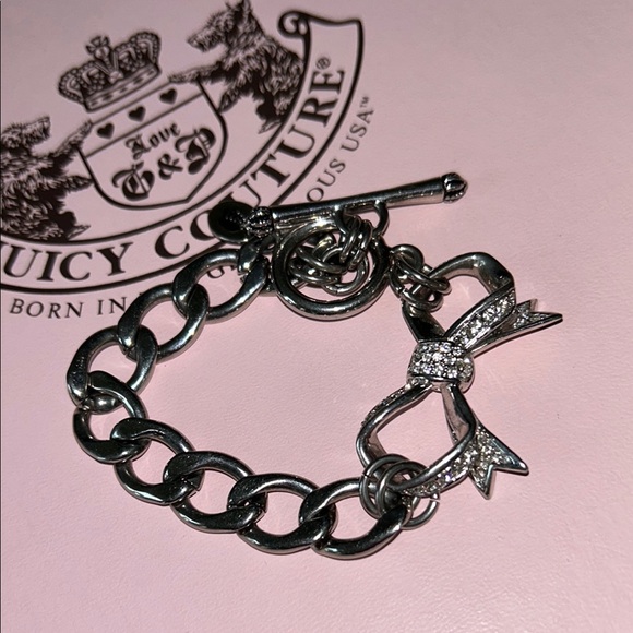 Vintage Juicy Couture Silver Chain Bracelet with Bling Bow - Picture 3 of 15